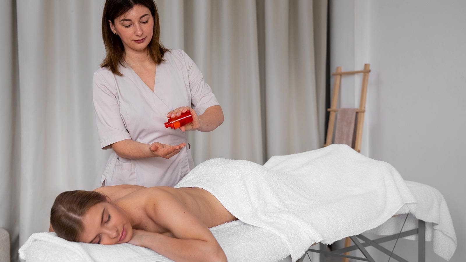 Tranquil massage therapy room in Guildford